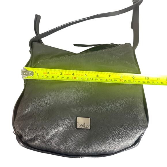 Kooba Black Leather Crossbody Bag Slouchy Zip Front Adjustable Strap Purse - Picture 9 of 10